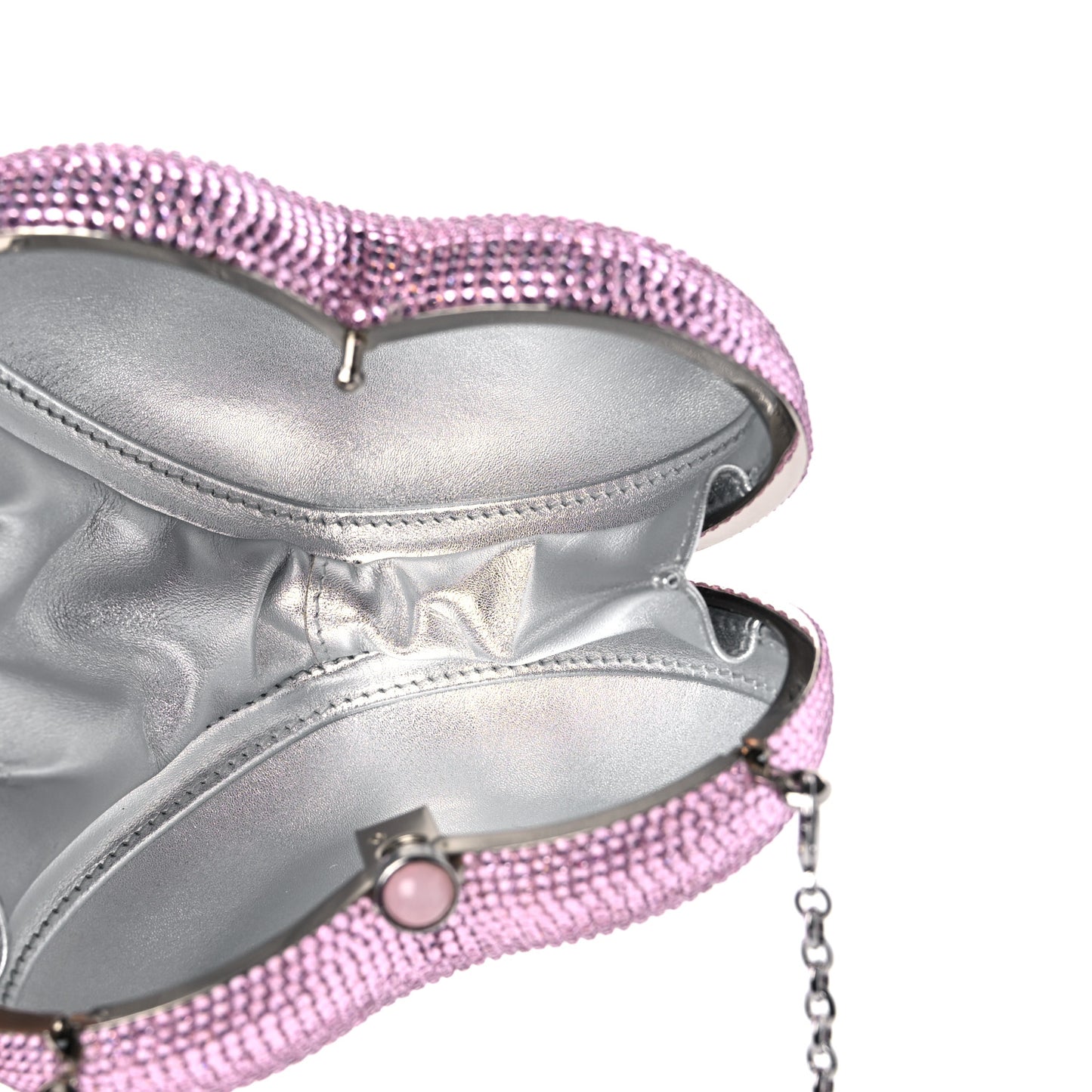 Crystal Heart Minaudiere Clutch Pink