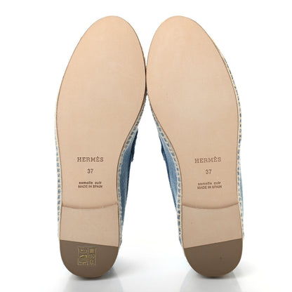 Hermes Denim Canvas Womens Trip Espadrilles 37 Bleu Clair 5 of 8