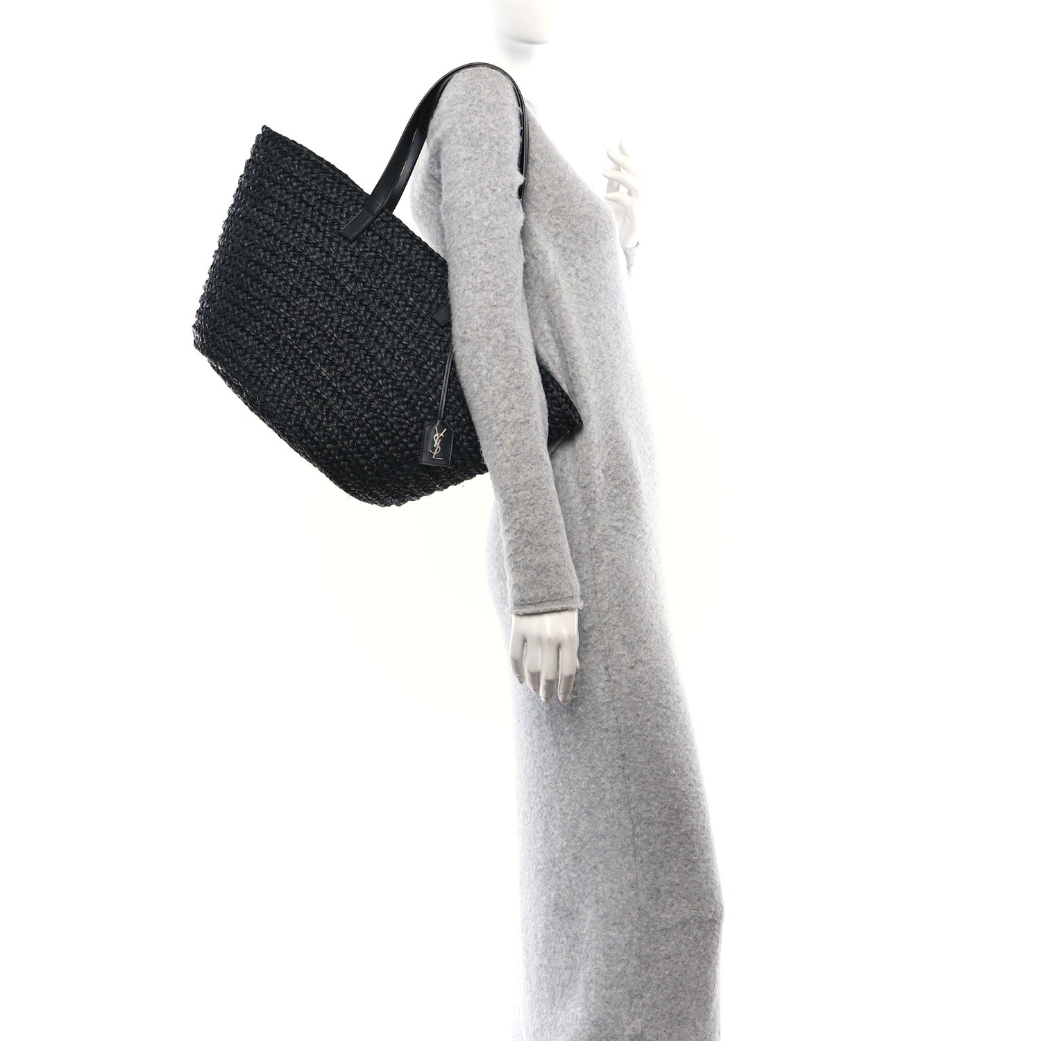 Saint Laurent Raffia Medium Panier Bag Black 2 of 9