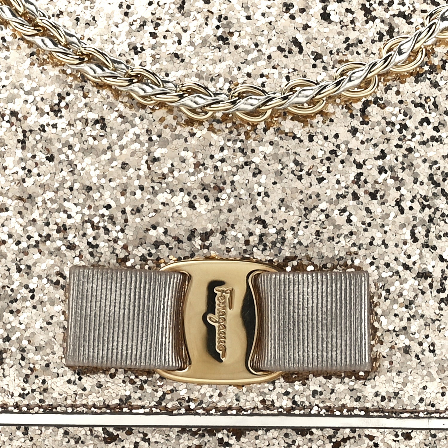 Salvatore Ferragamo Glitter Vara Bow Flap Crossbody Gold 9 of 12