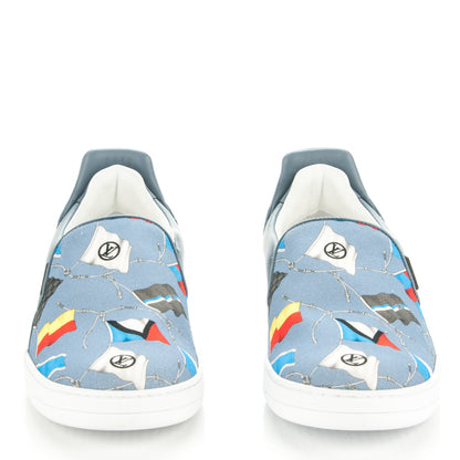 Louis Vuitton Calfskin Canvas Frontrow Slip On Sneakers 7 Indigo 2 of 7