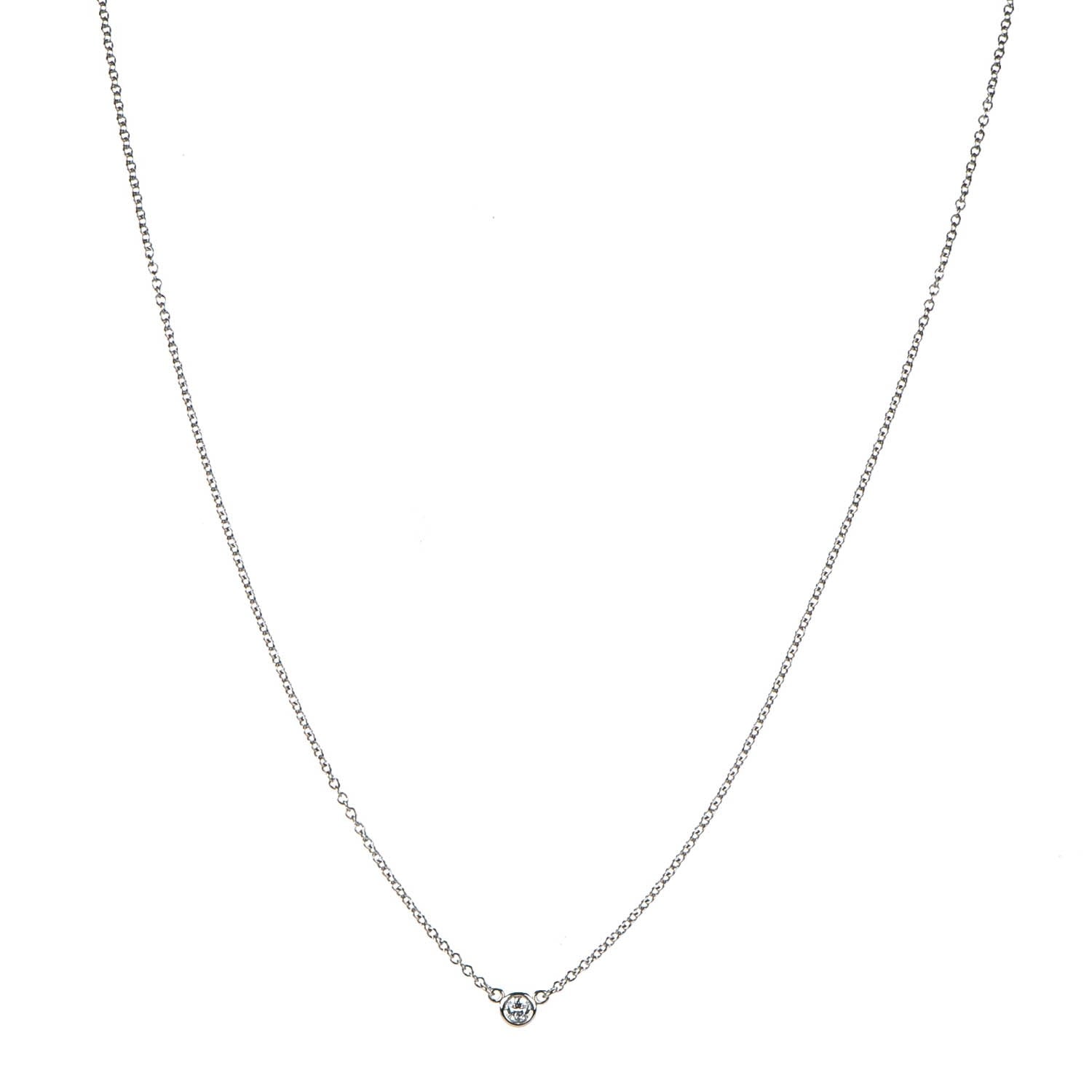 Tiffany Sterling Silver Diamond .07ct Elsa Peretti Diamonds by the Yard Pendant Necklace 1 of 8