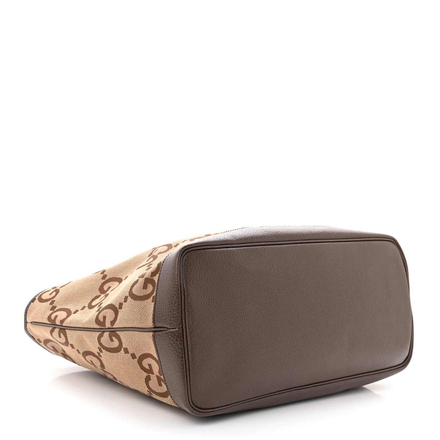 Monogram Jumbo GG Textured Dollar Calfskin Web Medium Ophidia Shopping Tote Camel Ebony