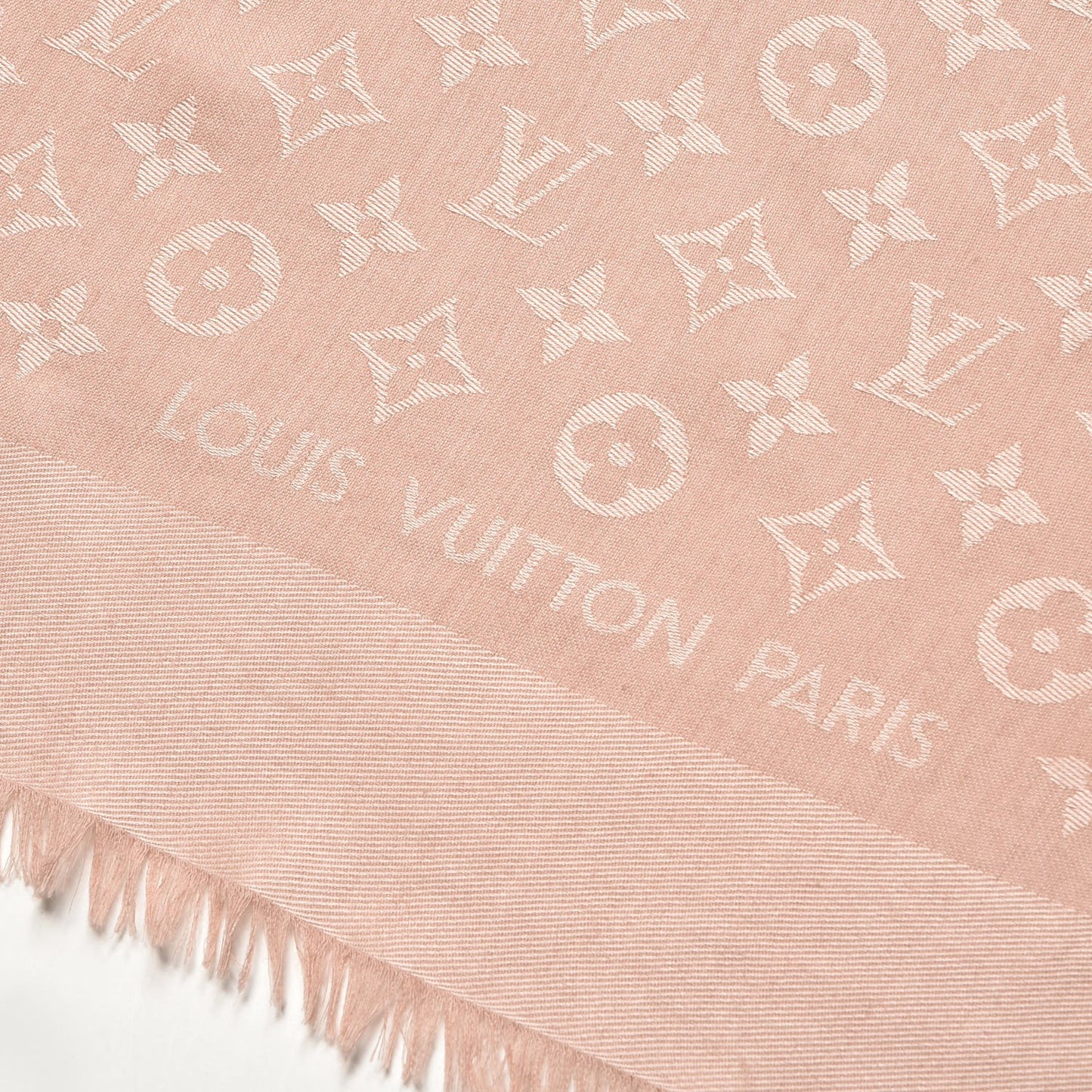 Silk Wool Monogram Shine Shawl Rose