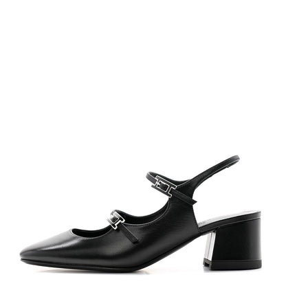 Hermes Goatskin Jackie 50 Pumps 36 Black 1 of 9