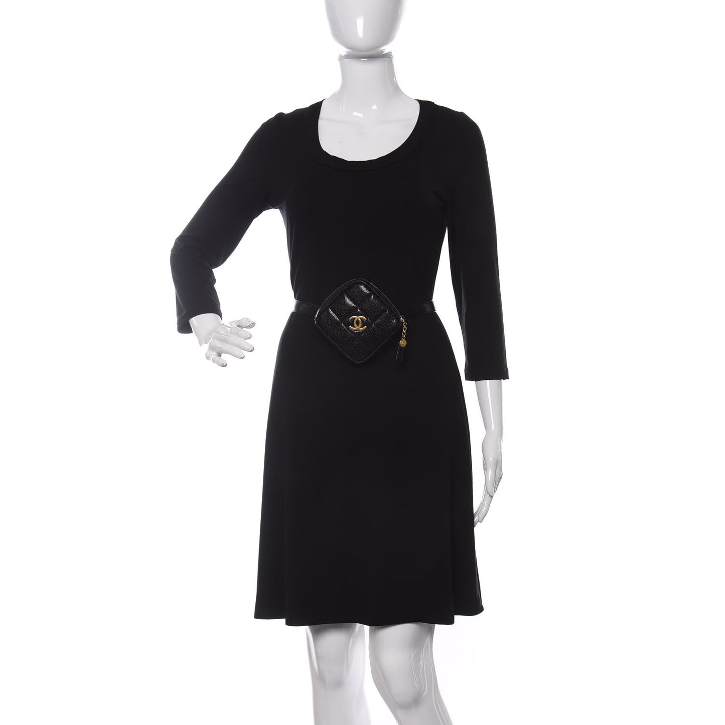 Caviar Quilted Coin Purse Belt Bag Black