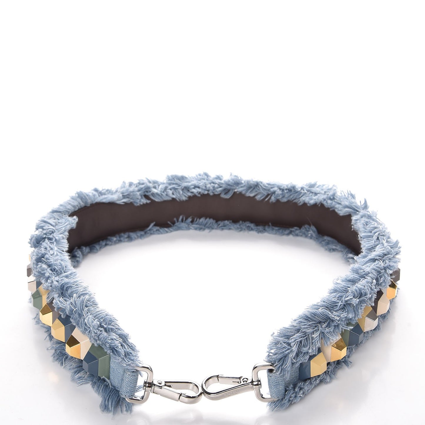 Denim Fringe Studded Strap You Blue Multicolor