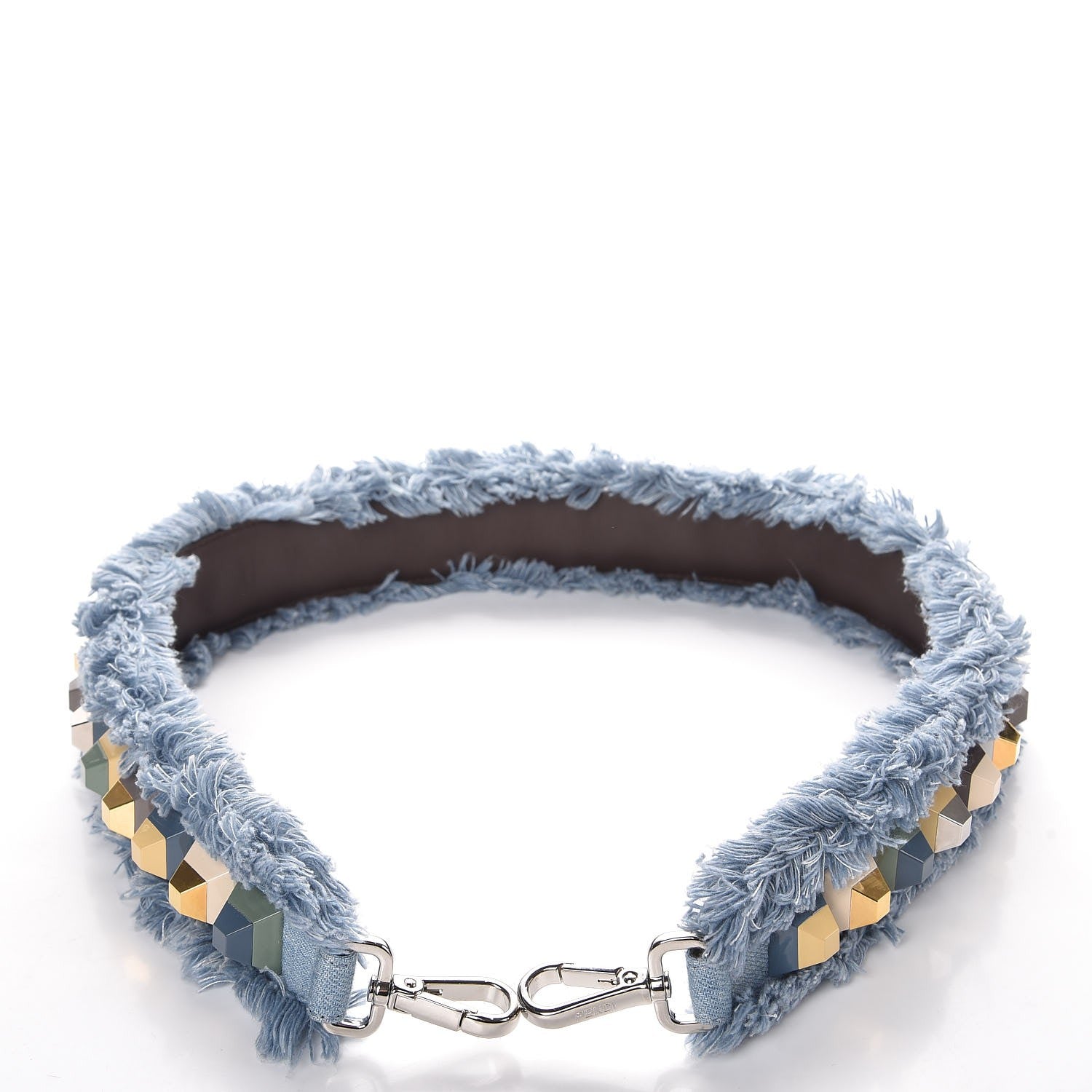 Fendi Denim Fringe Studded Strap You Blue Multicolor 5 of 6