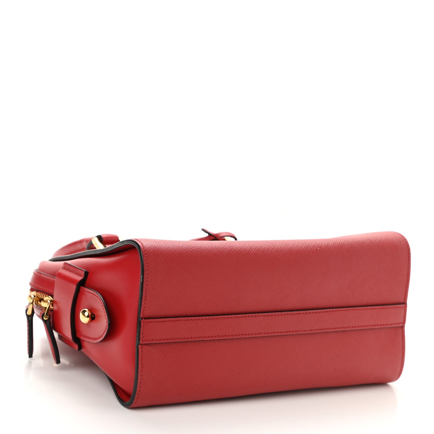 Saffiano Soft Calfskin Double Handle Satchel Fuoco