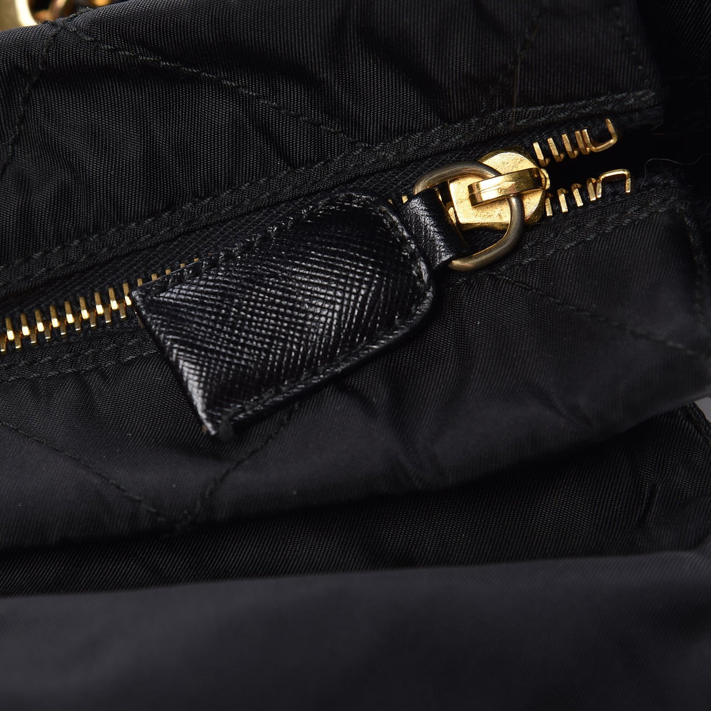 Nylon Tessuto Impuntu Quilted Flap Shoulder Bag Black