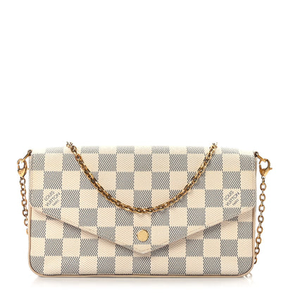 Louis Vuitton Damier Azur Pochette Felicie Chain Wallet Rose Ballerine 1 of 10