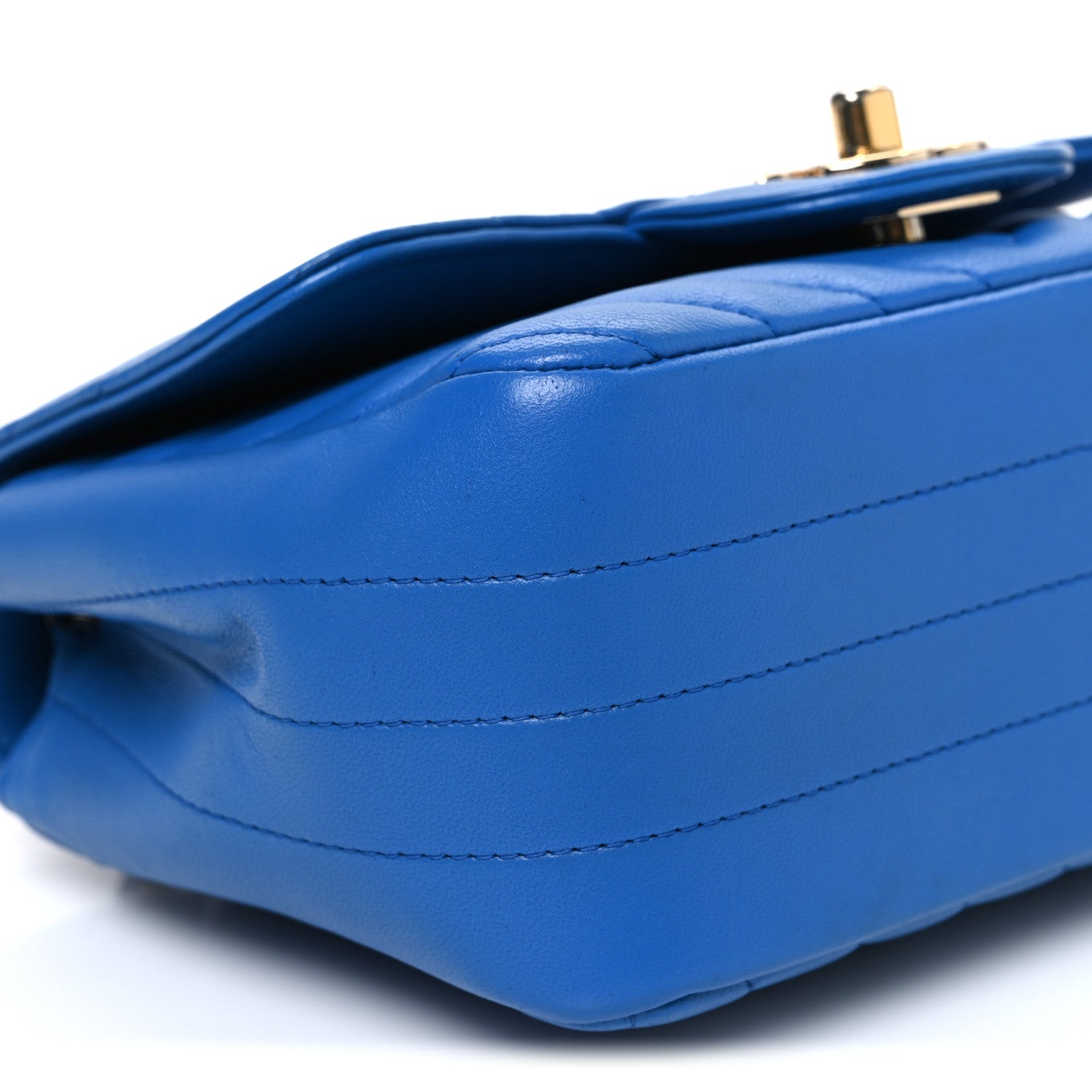 Chanel Lambskin Chevron Quilted Mini Square Flap Blue 9 of 10