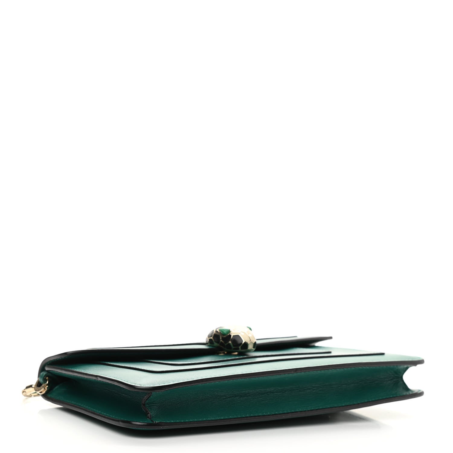 Bulgari Calfskin Serpenti Forever Flap Clutch Emerald Green 3 of 9