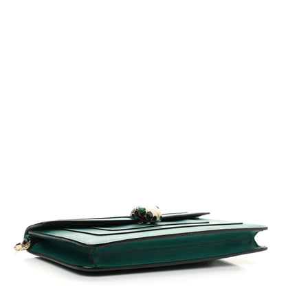Bulgari Calfskin Serpenti Forever Flap Clutch Emerald Green 3 of 9