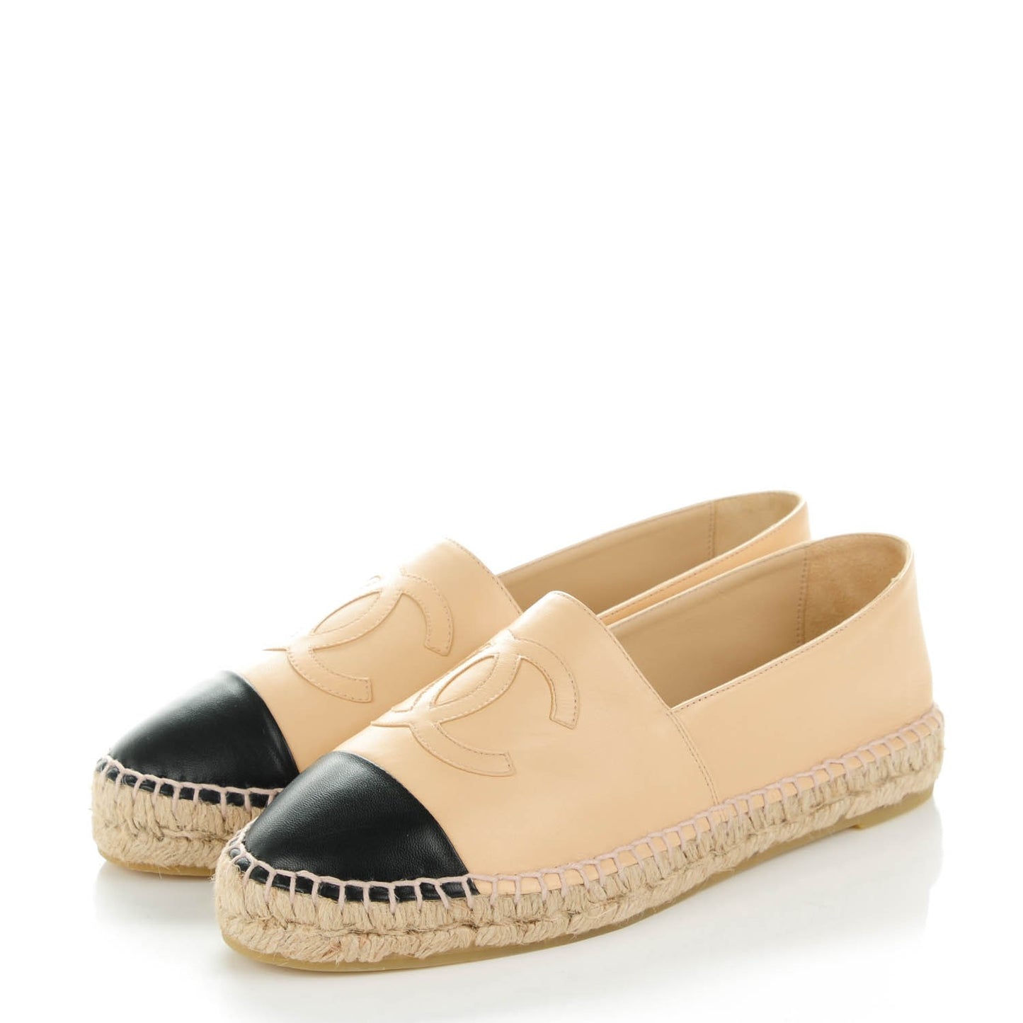 Lambskin CC Espadrilles 40 Beige Black