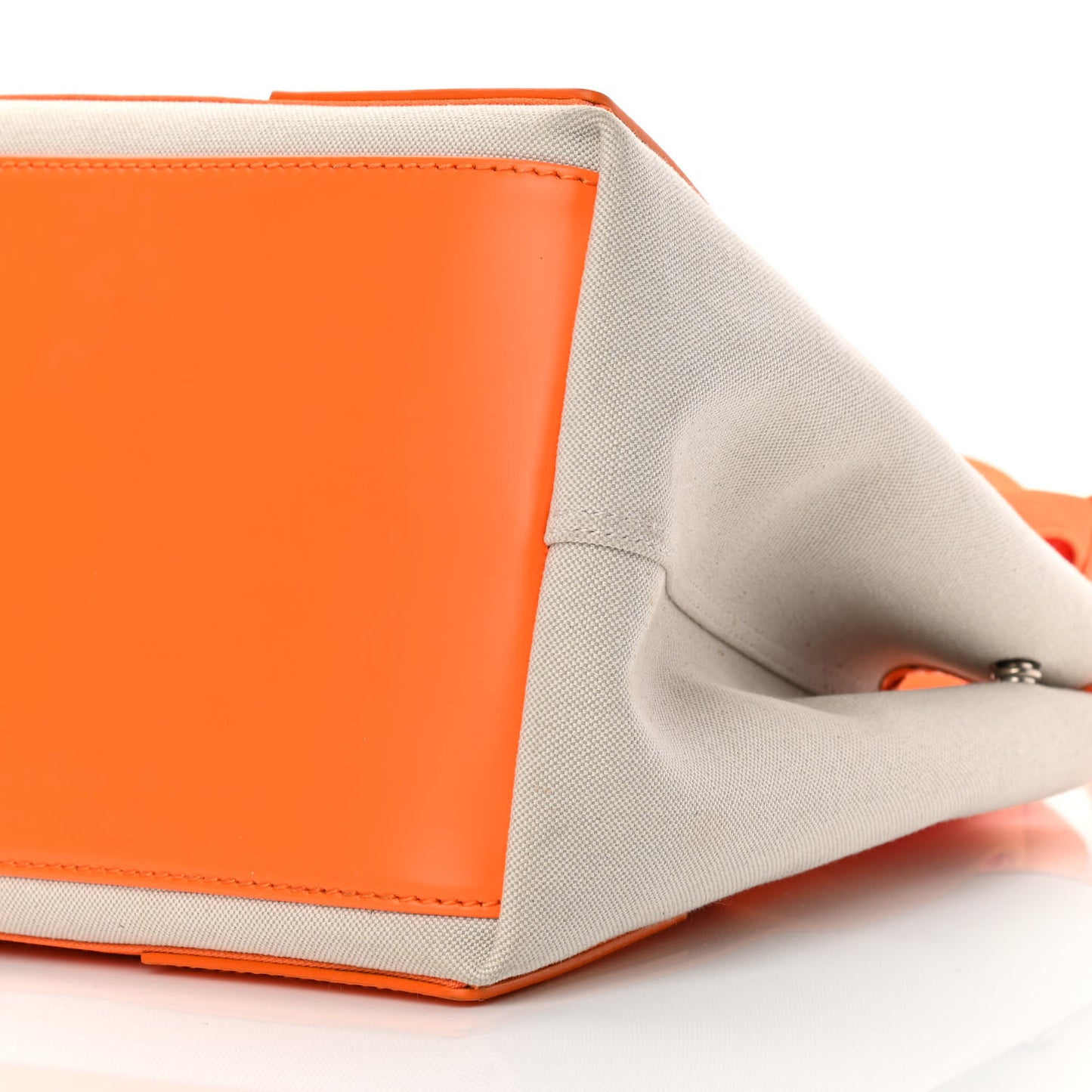 Cotton Canvas Calfskin S Navy Cabas Orange