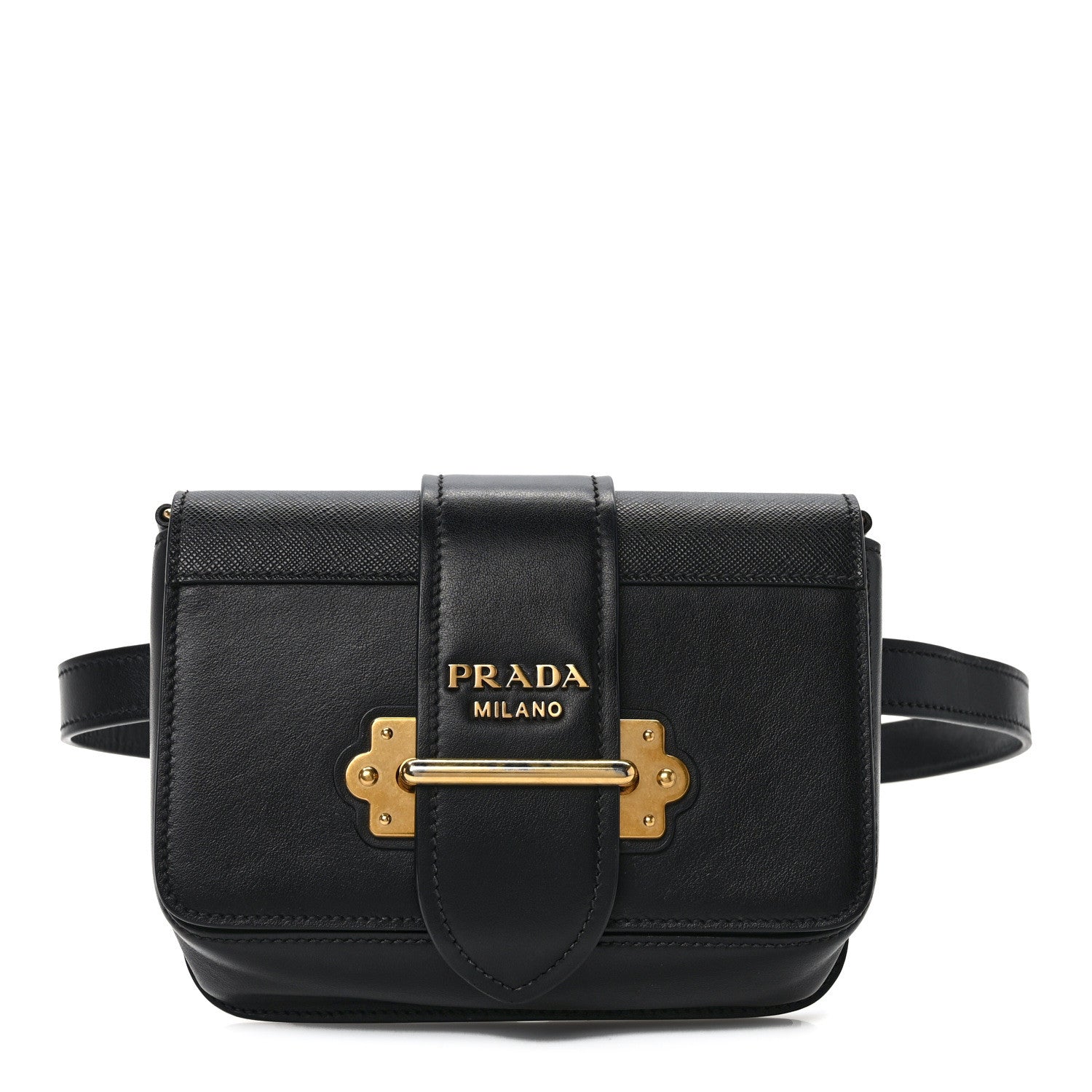 Prada Saffiano City Calf Cahier Belt Bag Black 1 of 12