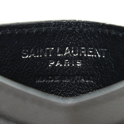 Saint Laurent Grain De Poudre Matelasse Chevron Monogram Credit Card Case Coal 6 of 7