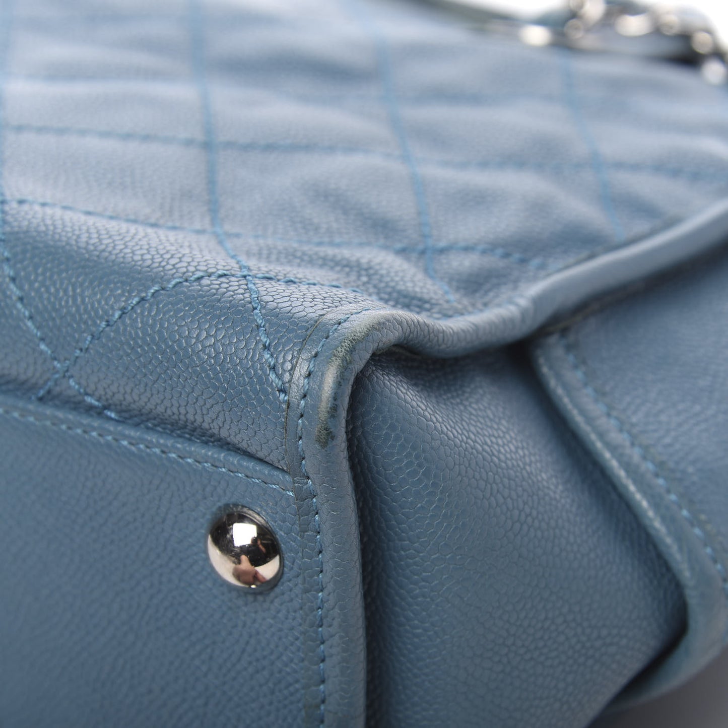 Caviar Quilted Deauville Bowling Bag Blue