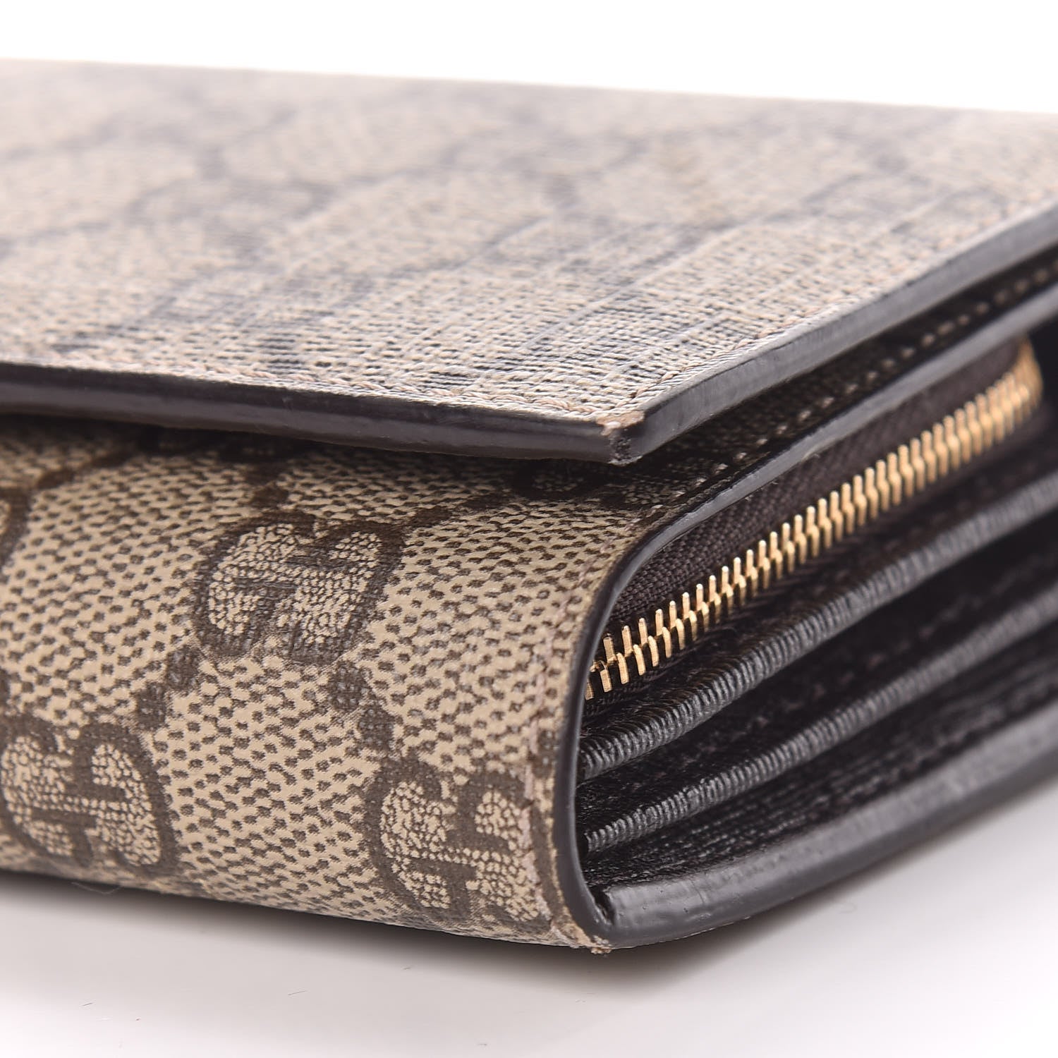 Gucci GG Supreme Monogram GG Pierce Chain Clutch Wallet Beige Ebony Black 9 of 10