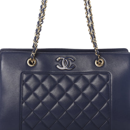 Chanel Sheepskin Quilted Mademoiselle Vintage Shopping Tote Navy 8 of 10