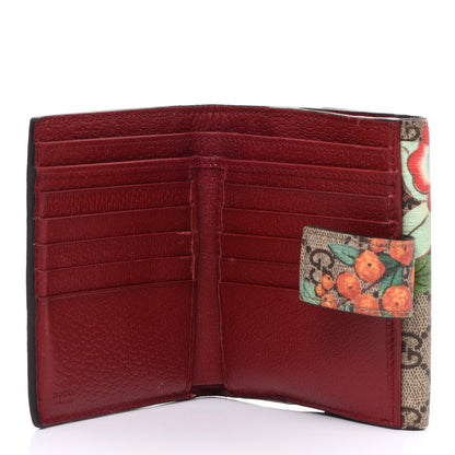 Gucci GG Supreme Monogram Tian French Flap Wallet Beige Multicolor Red 6 of 11