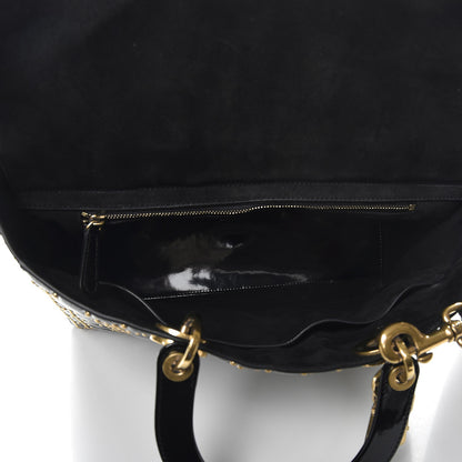 Christian Dior Patent Cannage Studded Large Lady Dior Black 6 of 9