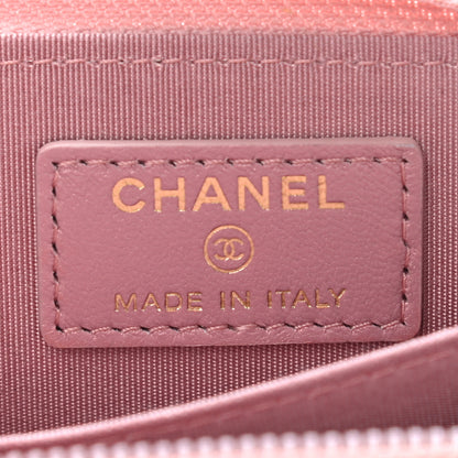 Chanel Metallic Lambskin Quilted Boy Zip Around Coin Purse Wallet Pink 6 of 10
