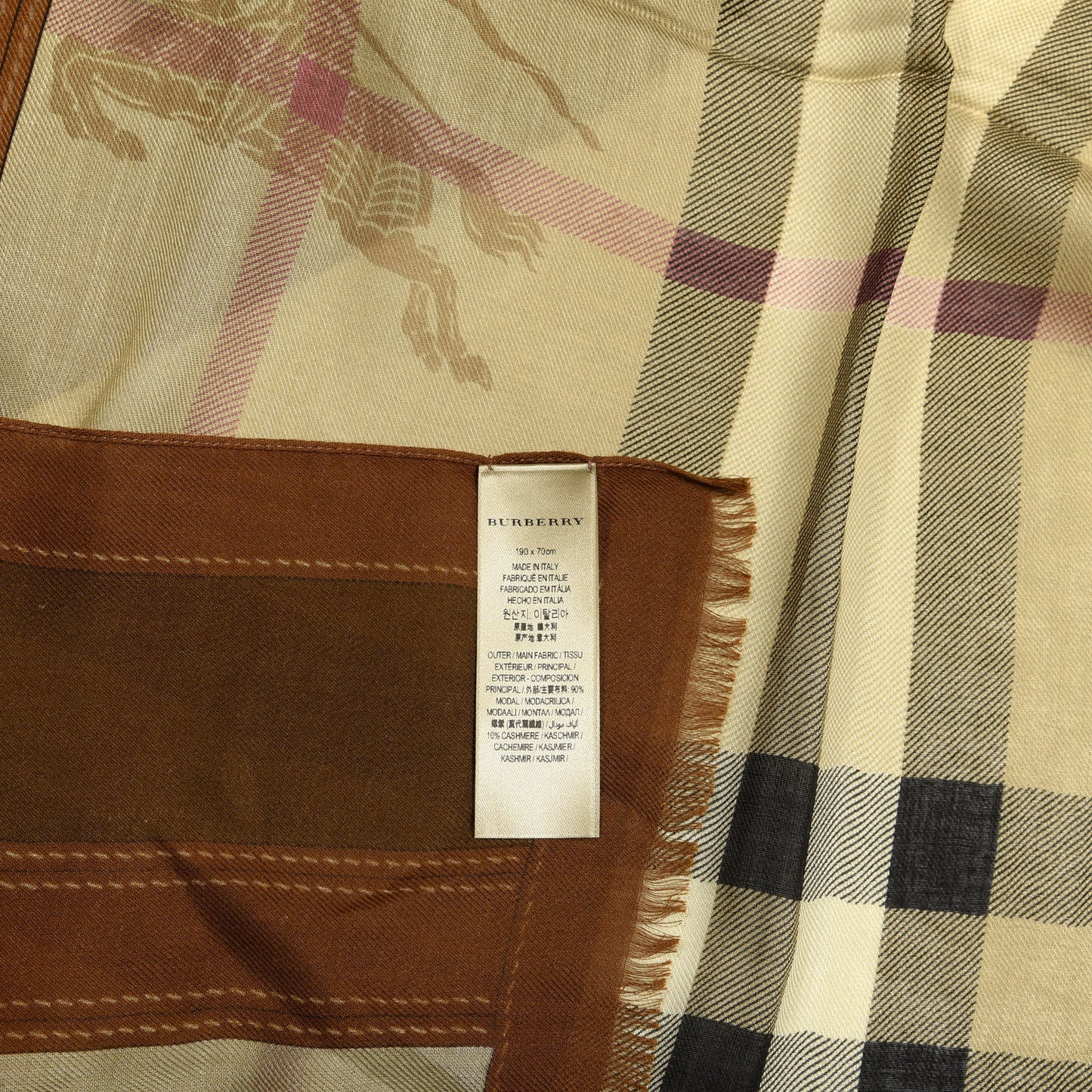 Modal Cashmere Haymarket Check Scarf Bronze