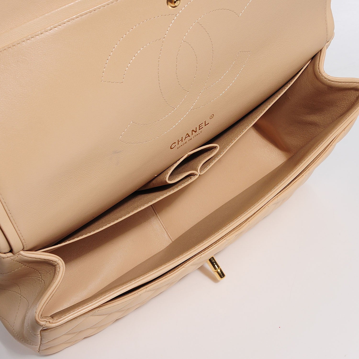 Chanel Lambskin Quilted Jumbo Double Flap Beige 5 of 9