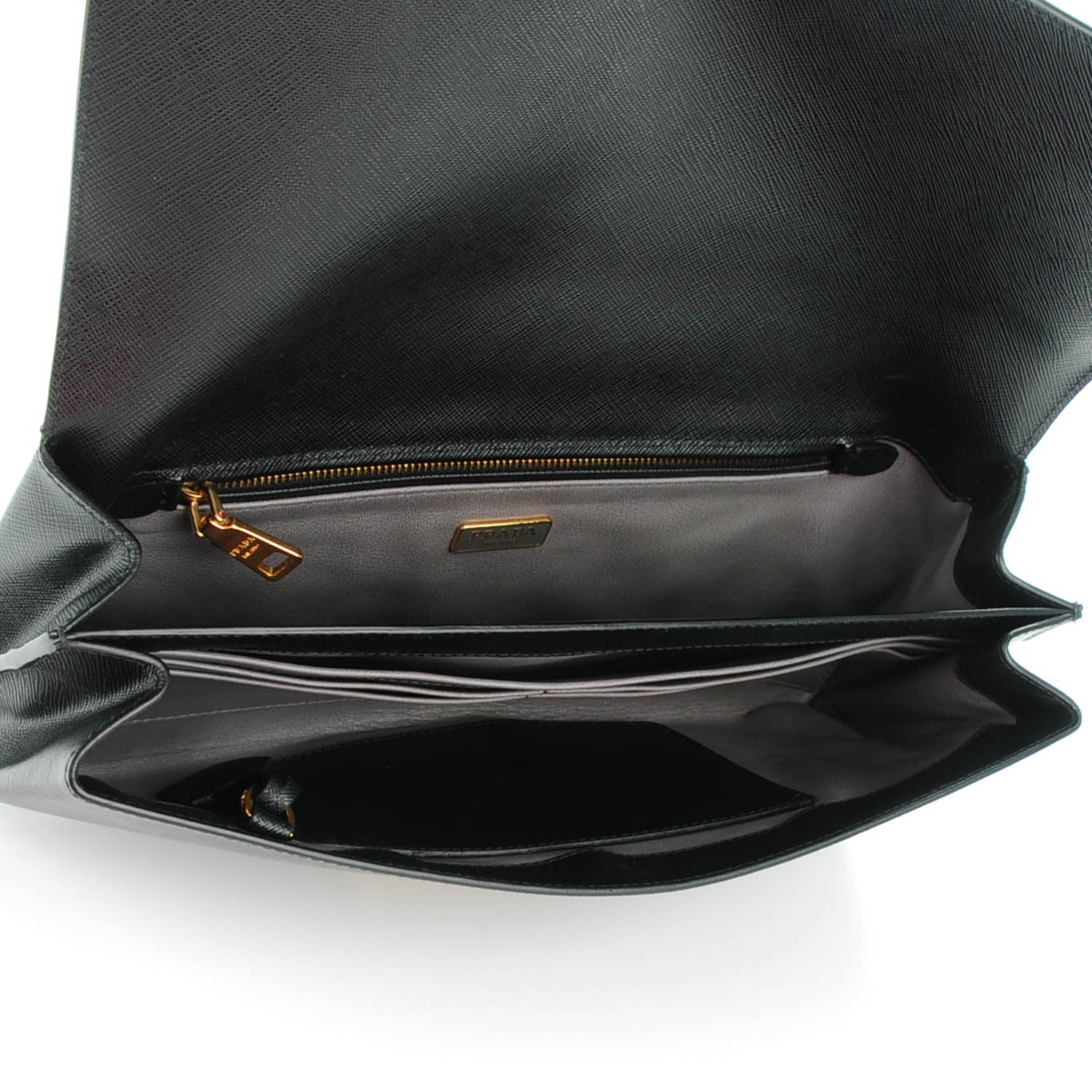 Prada Saffiano Lux Flap Clutch Nero Black 4 of 7