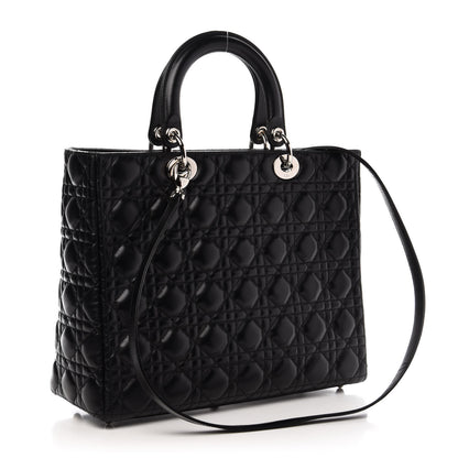 Christian Dior Lambskin Cannage Large Lady Dior Black 4 of 11
