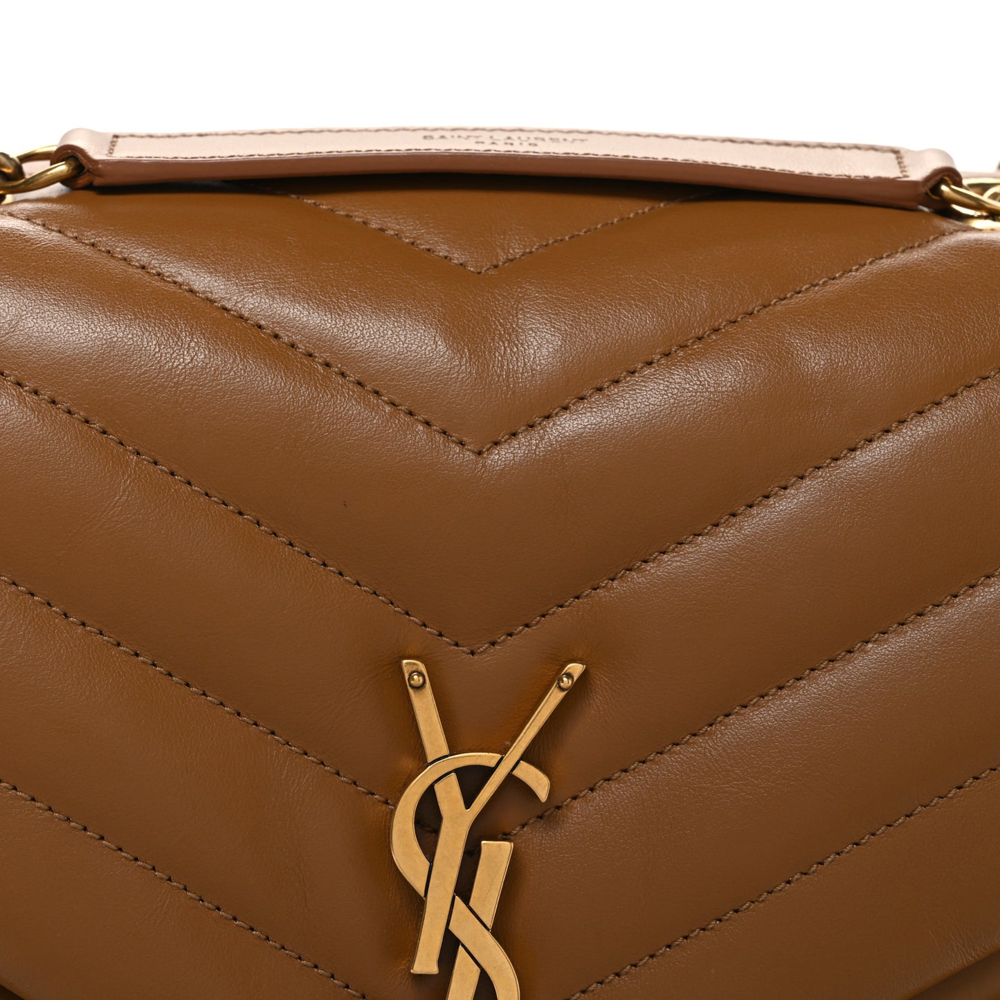Calfskin Y Quilted Monogram Medium Loulou Chain Satchel Dark Natural