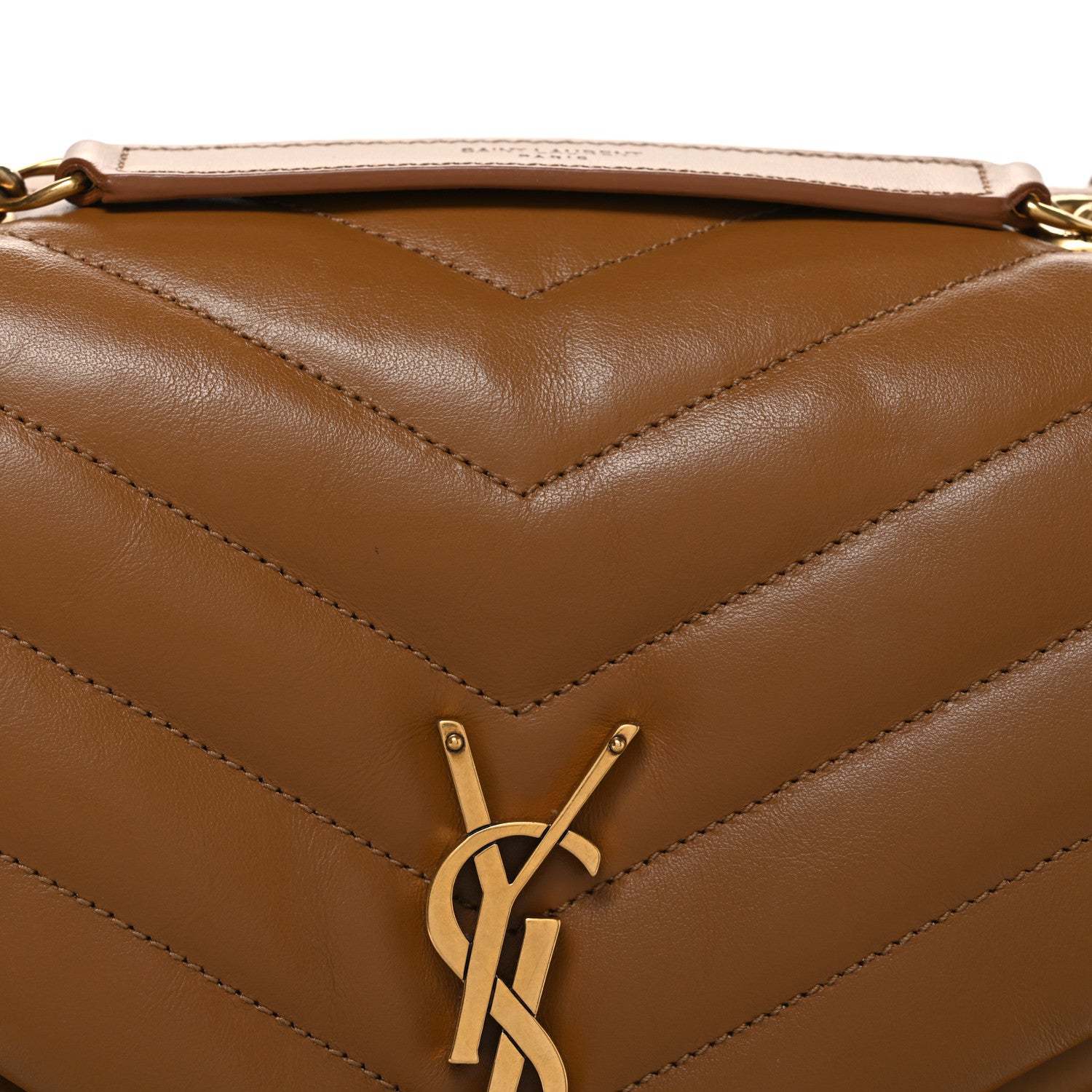 Saint Laurent Calfskin Y Quilted Monogram Medium Loulou Chain Satchel Dark Natural 8 of 11