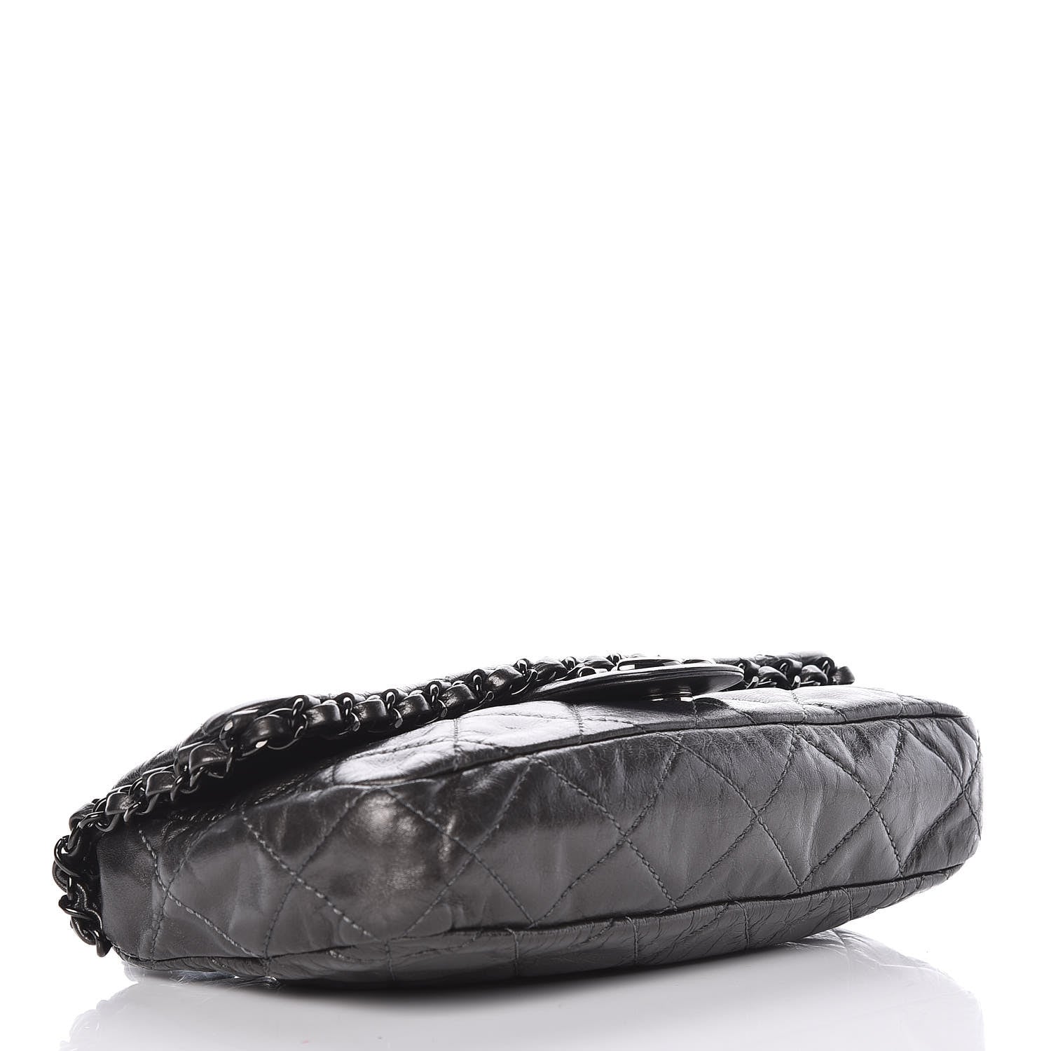 Chanel Metallic Aged Calfskin Quilted Small Chain Me Flap Black 4 of 10