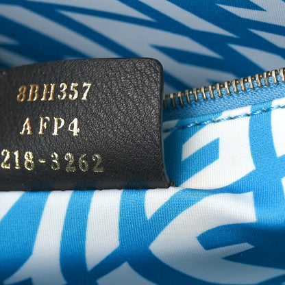 Fendi X SARAH COLEMAN Glazed Canvas Vitello King FF Vertigo Shopping Tote Bag Cyber Blue White 7 of 12