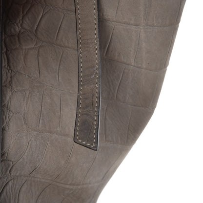 Celine Crocodile Embossed Nubuck Medium Phantom Luggage Grey 14 of 16