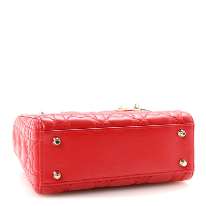 Christian Dior Calfskin Cannage Dioramour Mini Lady Dior Bag Bright Red 4 of 10