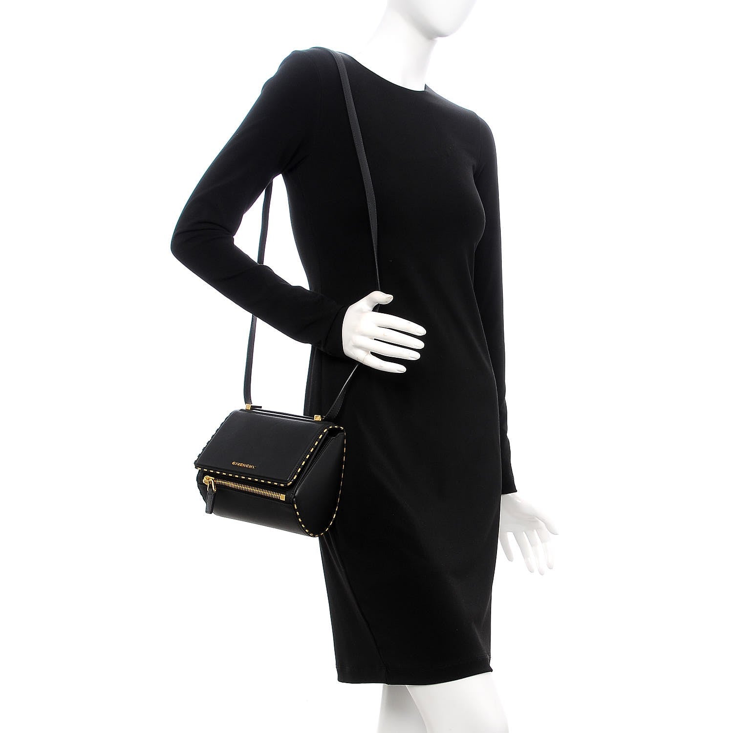 Givenchy Calfskin Chain Detail Mini Pandora Box Crossbody Bag Black 2 of 8