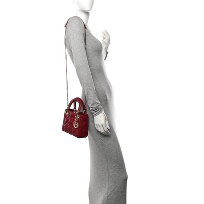 Christian Dior Lambskin Cannage Mini Lady Dior Burgundy 2 of 11