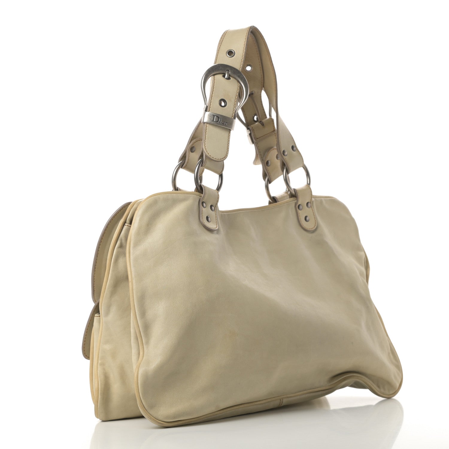 Christian Dior Calfskin Medium Gaucho Double Saddle Bag Ivory 3 of 17