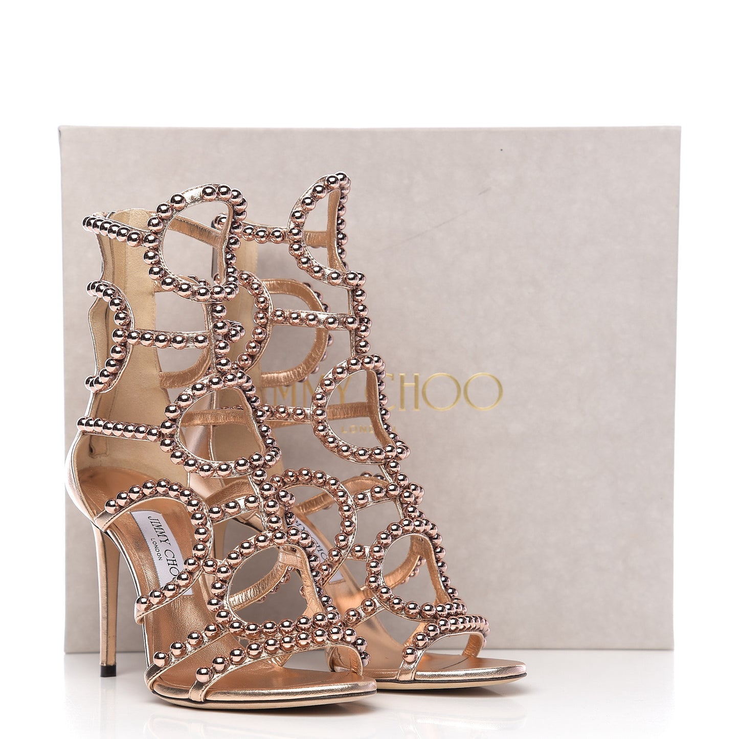 Metallic Nappa Leja 100 Sandals 38.5 Tea Rose Copper