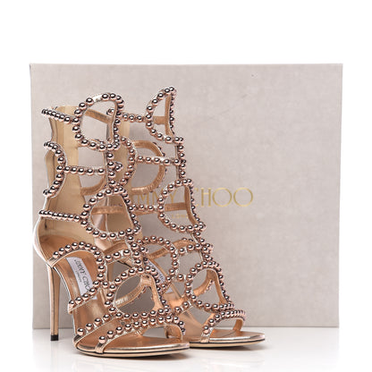 Jimmy Choo Metallic Nappa Leja 100 Sandals 38.5 Tea Rose Copper 8 of 8