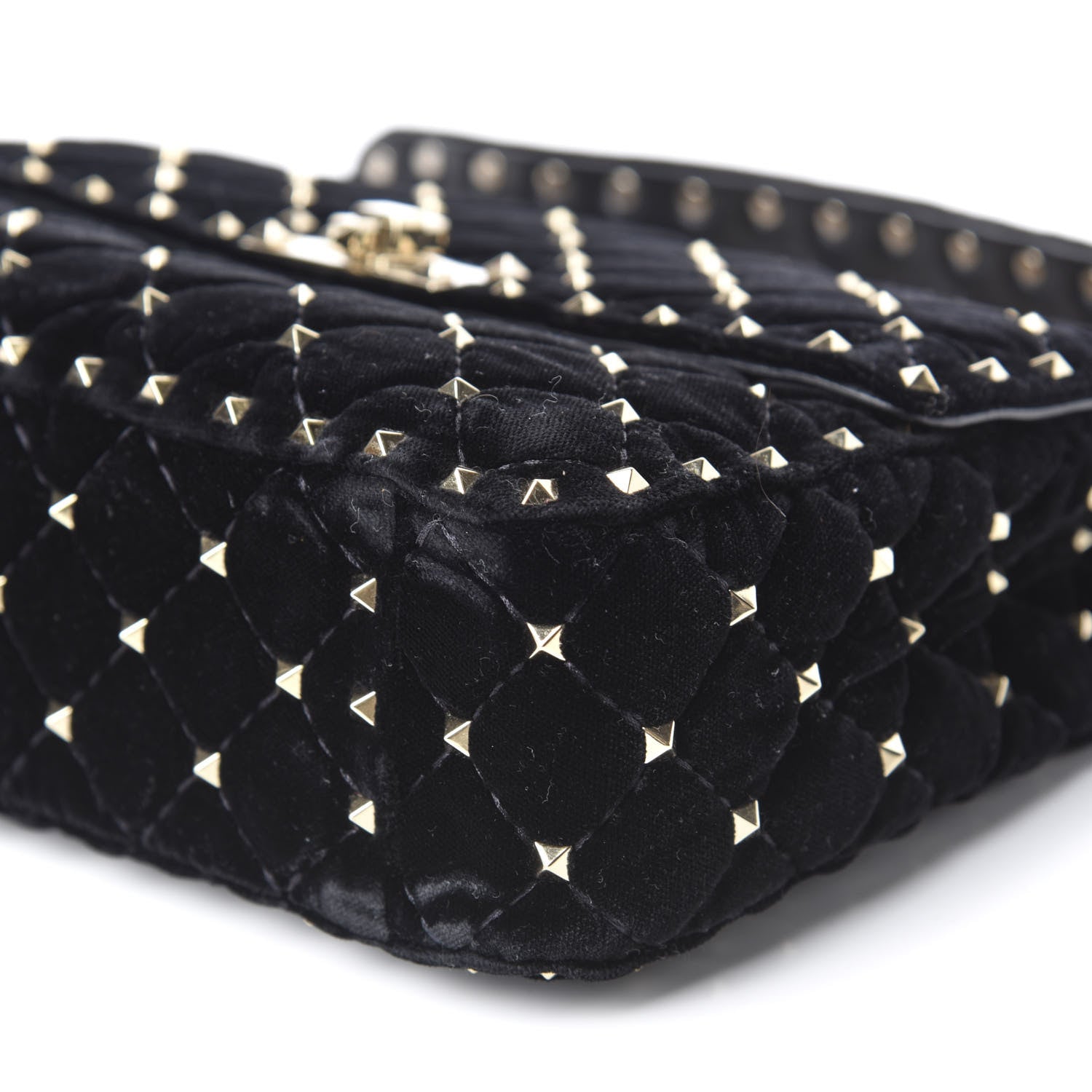 Valentino Garavani Velvet Medium Rockstud Spike Shoulder Bag Black 7 of 9