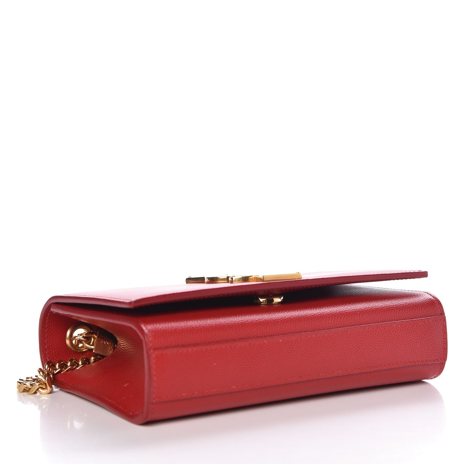 Saint Laurent Grain De Poudre Small Monogram Kate Satchel Red 4 of 6