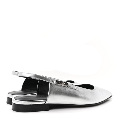 Hermes Nappa Lovely Slingback Flats 40 Gris Argent 5 of 10