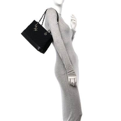 Chanel Canvas Caviar Chevron Shopper Tote Black 2 of 18
