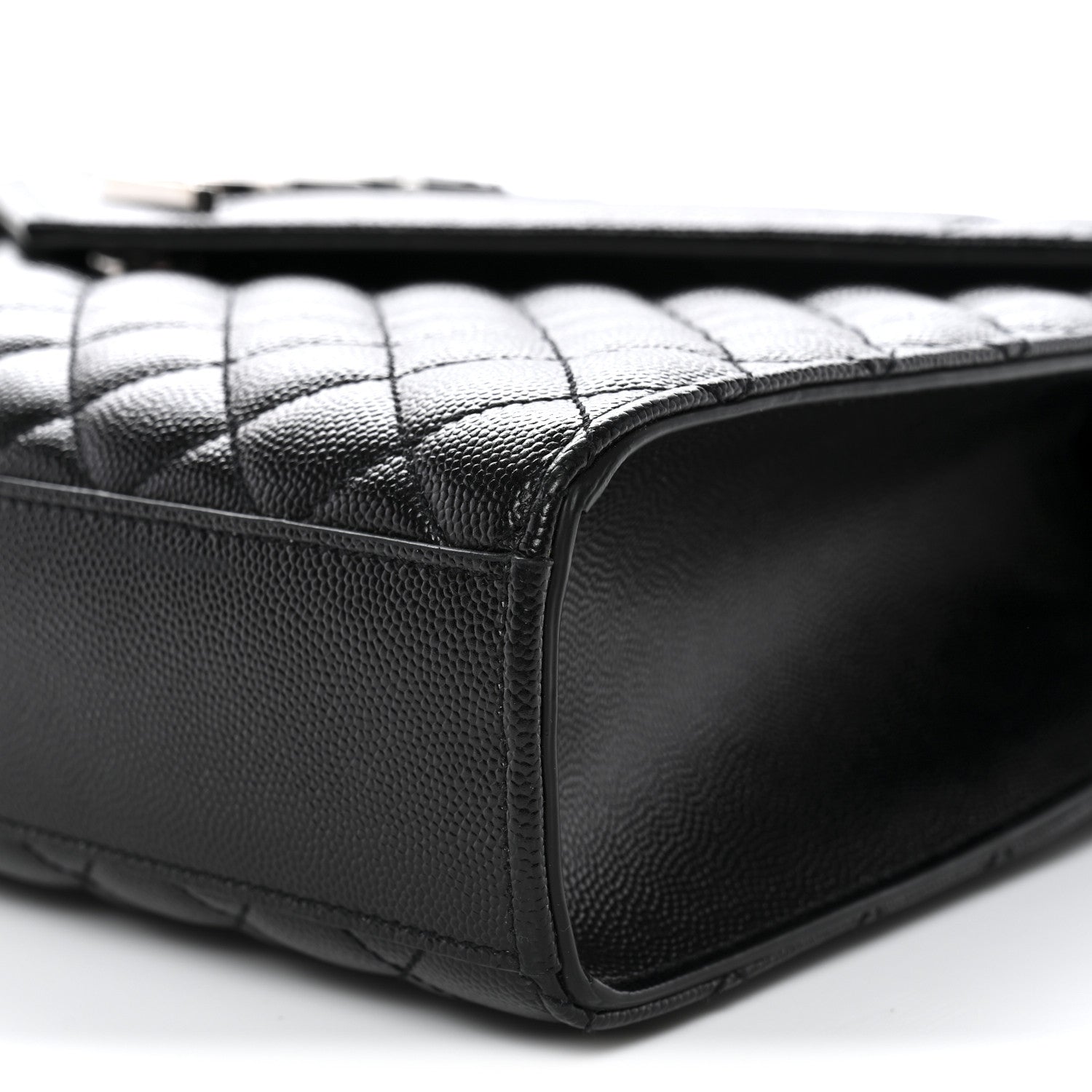 Saint Laurent Grain De Poudre Textured Mixed Matelasse Large Triquilt Monogram Satchel Black 10 of 11