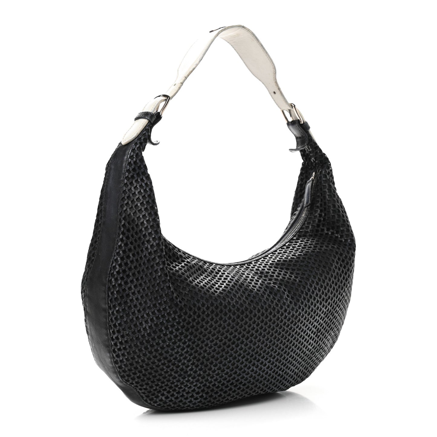 Leather Perforated Hobo Black