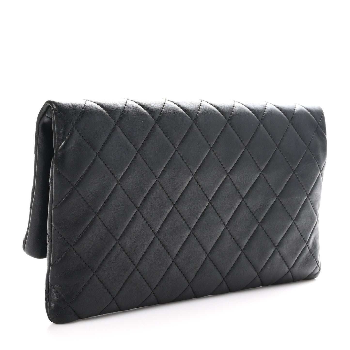 Lambskin Quilted CC Beauty Clutch Black